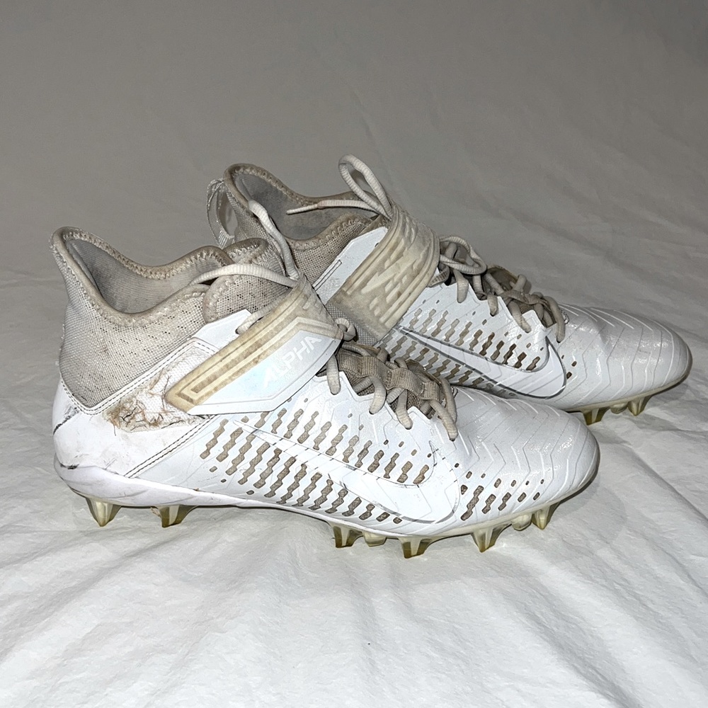 Nike Alpha Menace Pro 2 Mid White-White-Chrome Men's Football Cleats